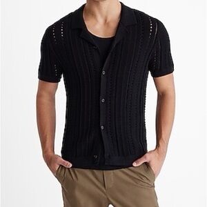 NWT Express open stitch black button-down sweater